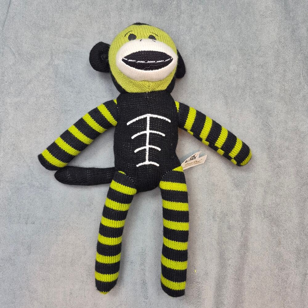 Dan Dee Sock Monkey Green Black Halloween Skeleton 2015 Spooky Collector Plush